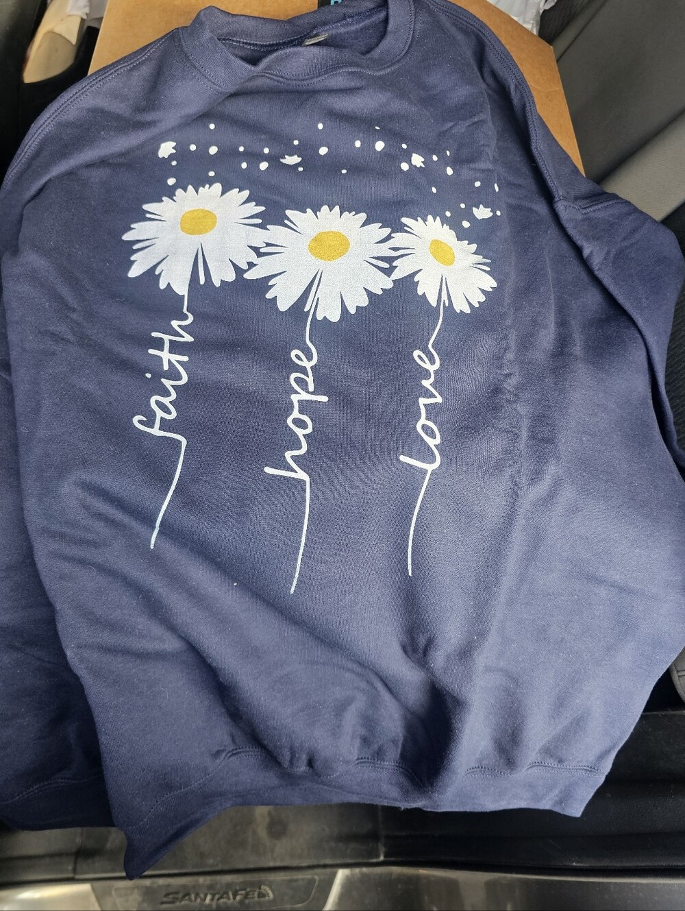 Navy Blue Daisy "Faith Hope Love" Sweatshirt